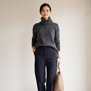 Antonio Melani 100% Cashmere Turtleneck Sweater | Heather Gray | XS